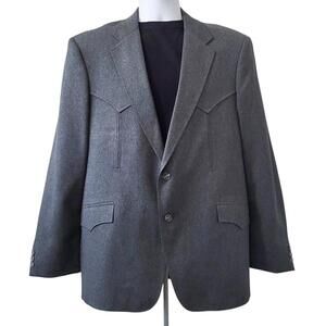 Niver Mesquite Mens Blazer Size 46 Grey Western Wear Yoke USA Sport Coat Jacket